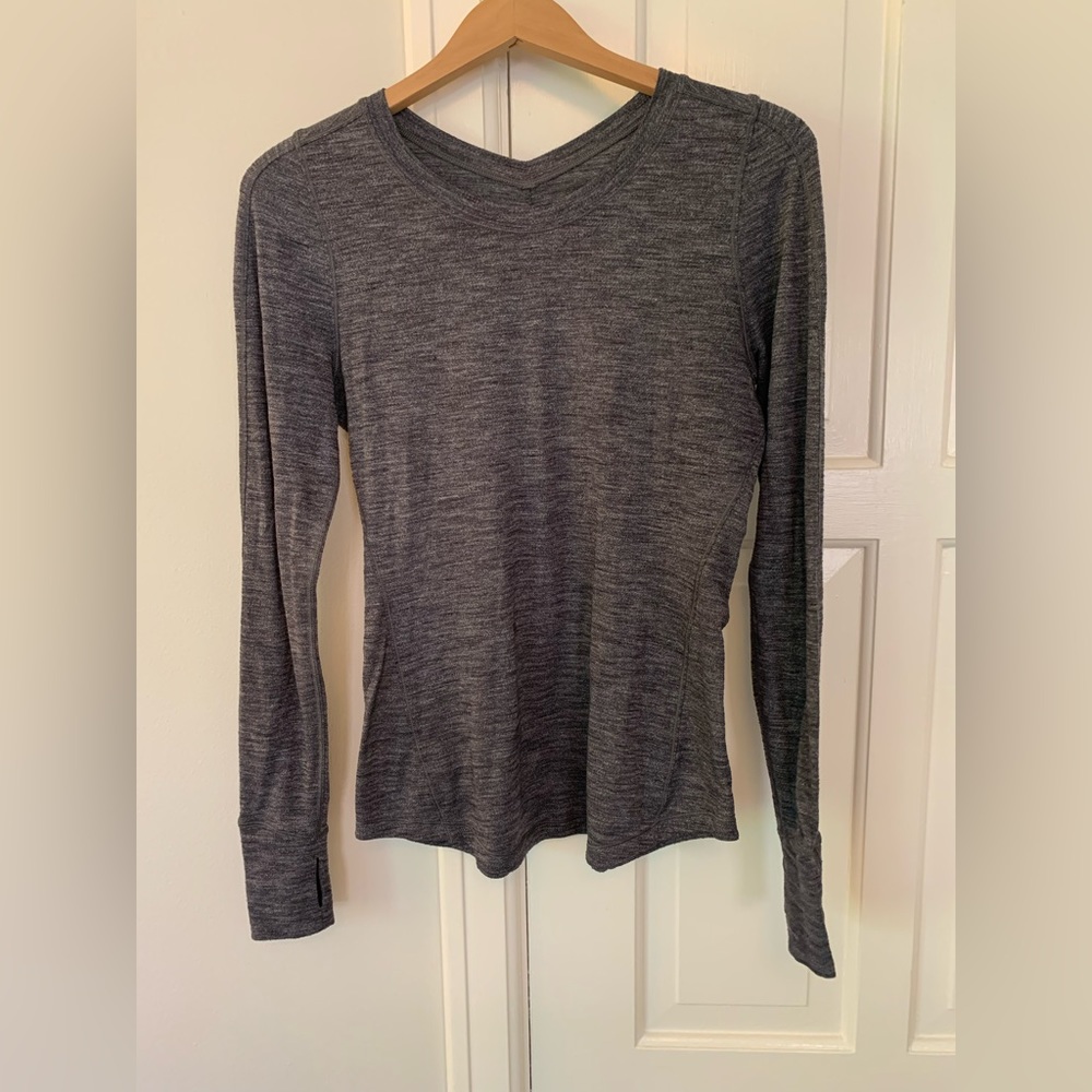 Lululemon 5 Mile Long Sleeve Heathered Black (Size 6/8)